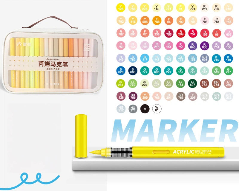 Acrylic Soft-Tip Marker Portable Canvas Bag Set