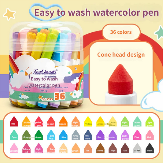 Touchmark Watercolor Pens - 36 Colors Washable Non-Toxic for Toddlers