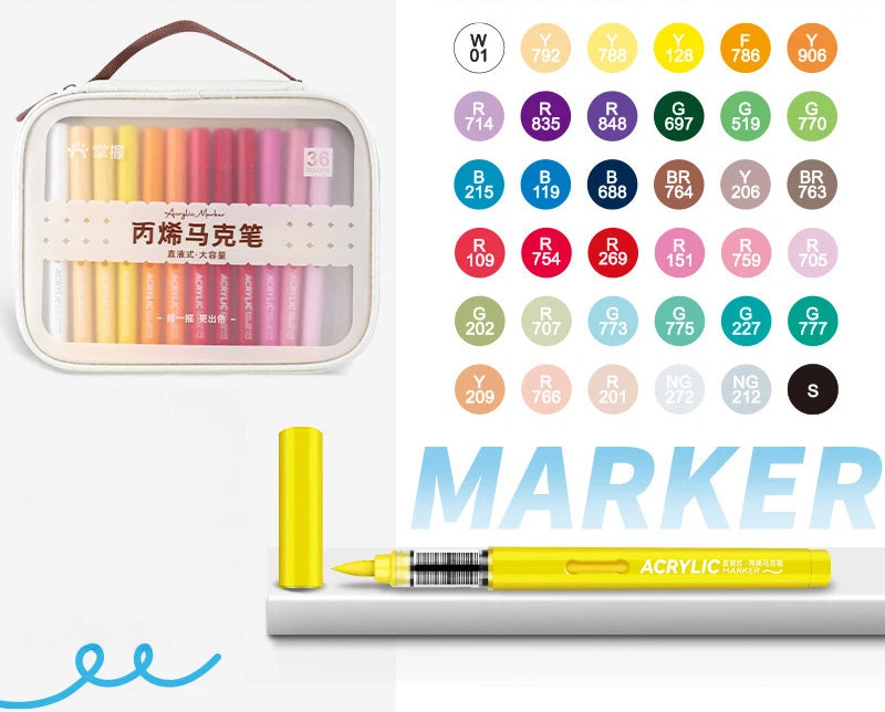 Acrylic Soft-Tip Marker Portable Canvas Bag Set